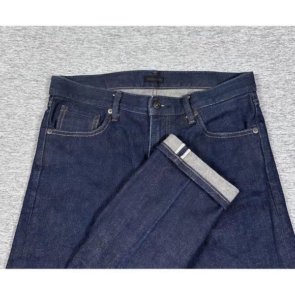 Uniqlo Other - Uniqlo Jeans Mens 32x32 Blue Selvedge Kaihara Japan Denim Slim Straight Mid Rise
